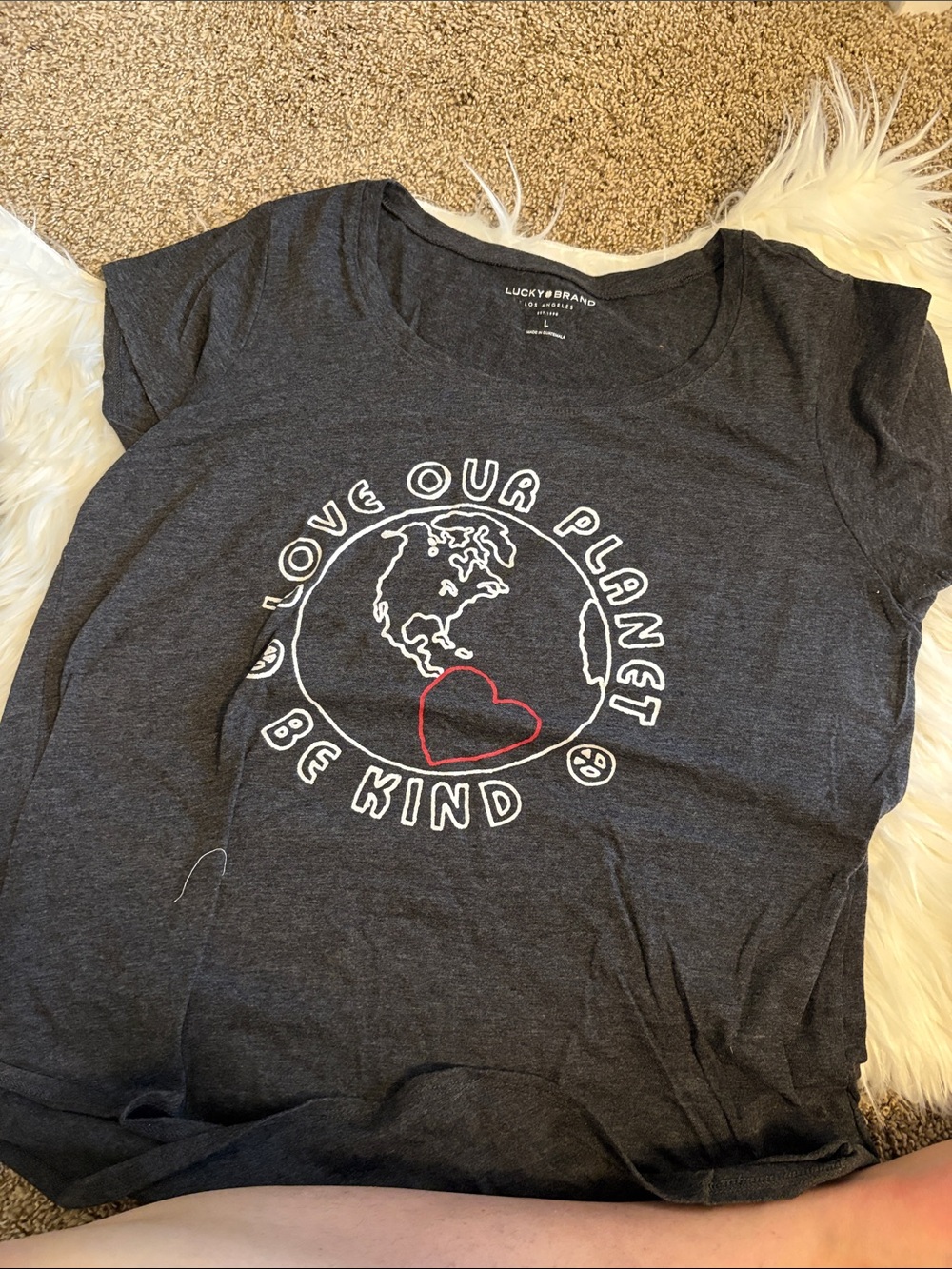 Lucky Brand Charcoal Graphic Tee with Red Heart